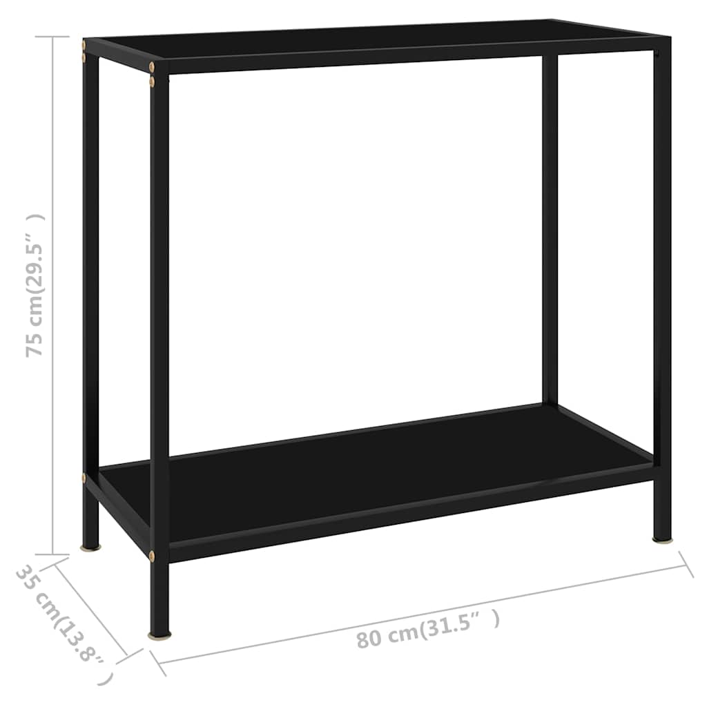 322832 vidaXL Console Table Black 80x35x75 cm Tempered Glass