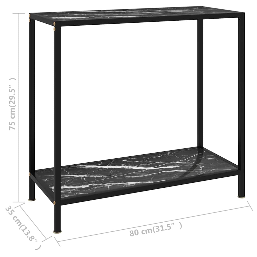 322834 vidaXL Console Table Black 80x35x75 cm Tempered Glass