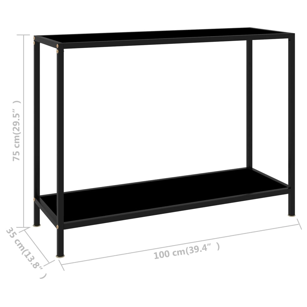 Console Table | Black | Tempered Glass, Powder-Coated Steel