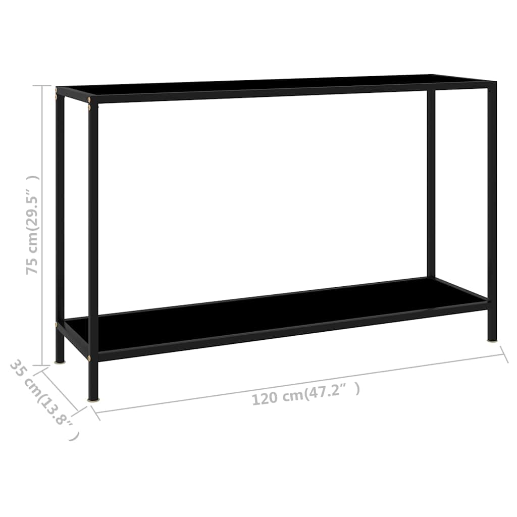 322840 vidaXL Console Table Black 120x35x75 cm Tempered Glass