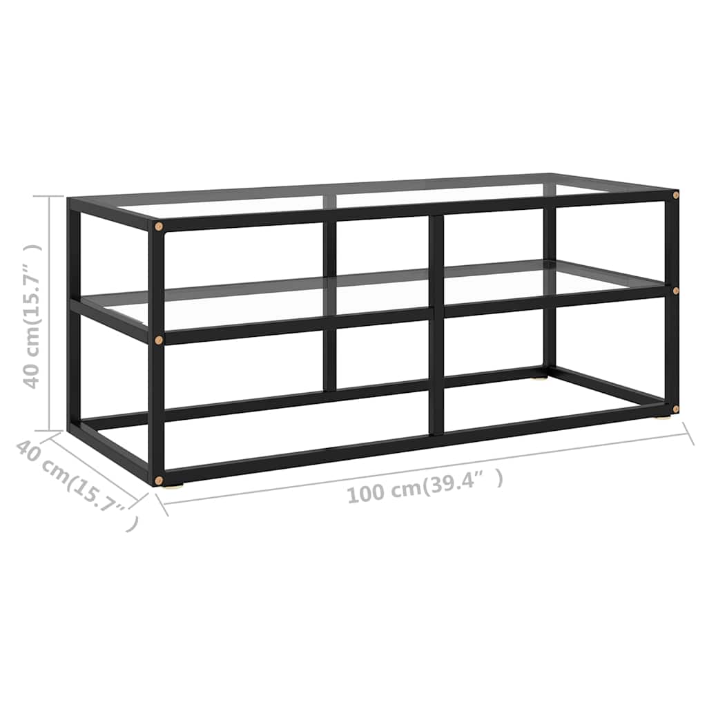 322855 vidaXL TV Cabinet Black with Tempered Glass 100x40x40 cm