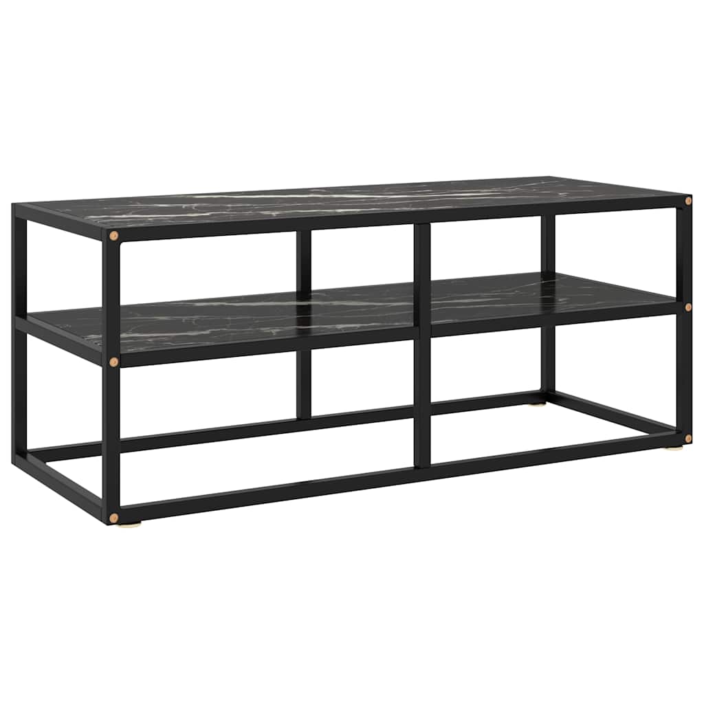 322858 vidaXL TV Cabinet Black with Black Marble Glass 100x40x40 cm