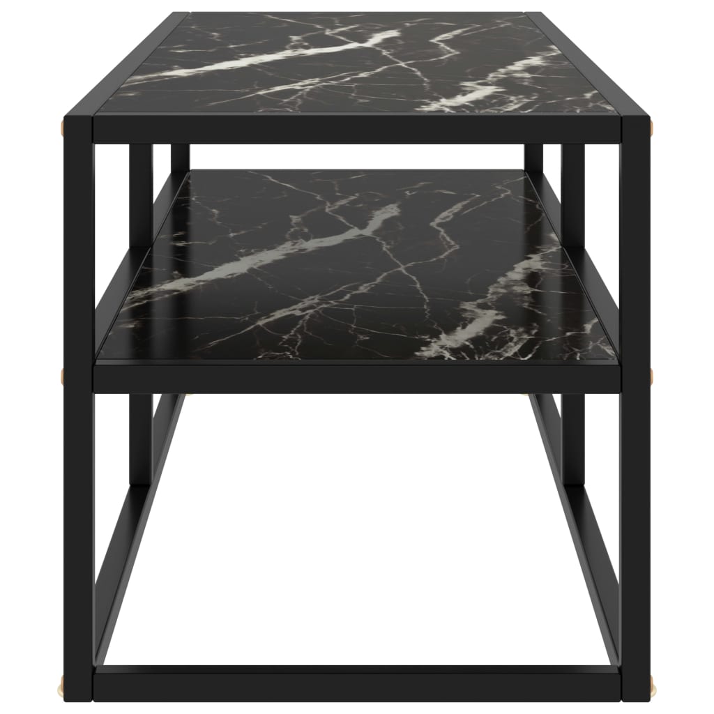 TV Cabinet Black with Black Marble Glass 100x40x40 cm