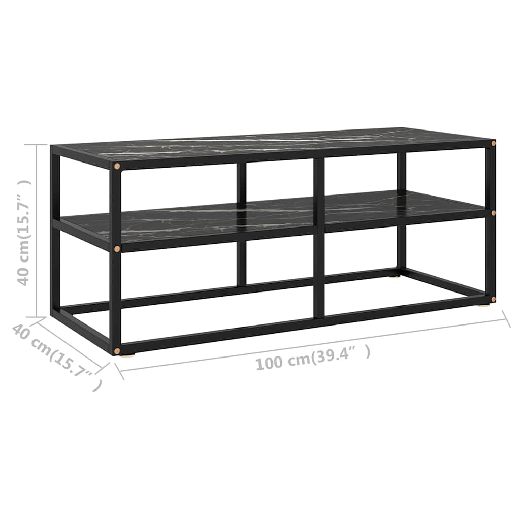 322858 vidaXL TV Cabinet Black with Black Marble Glass 100x40x40 cm