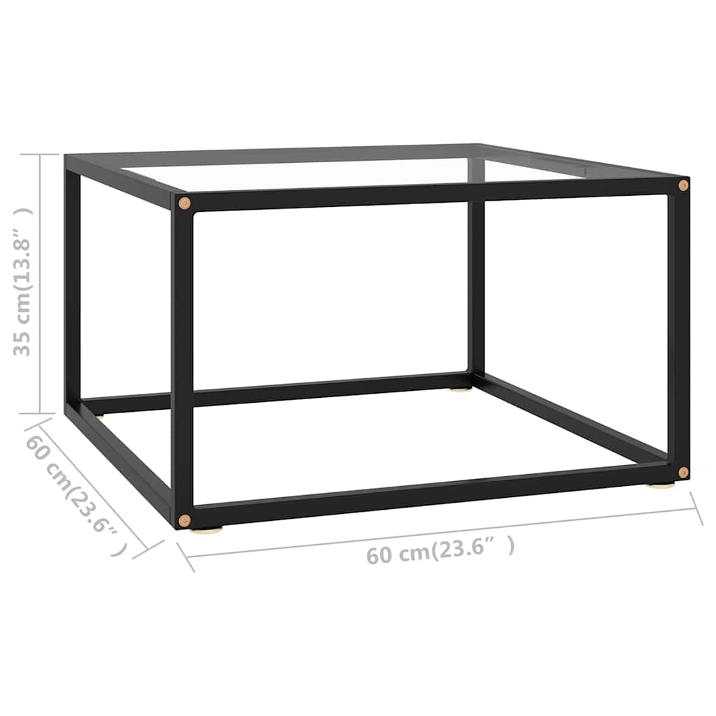 322871 vidaXL Coffee Table Black with Tempered Glass 60x60x35 cm