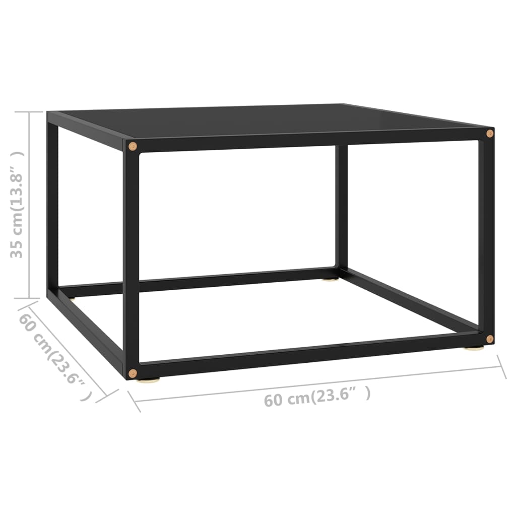 Coffee Table | Black | Tempered glass | 60x60x35 cm | Durable