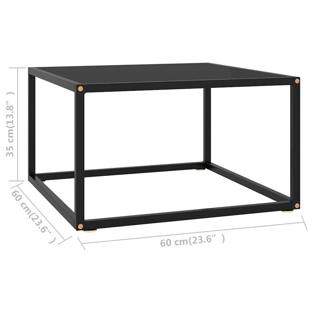 322872 vidaXL Coffee Table Black with Black Glass 60x60x35 cm