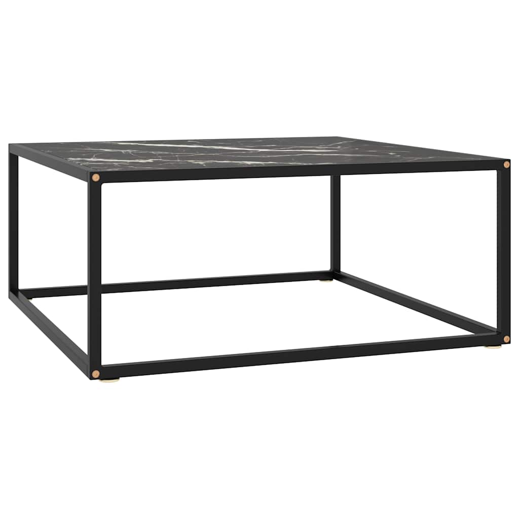 322878 vidaXL Coffee Table Black with Black Marble Glass 80x80x35 cm