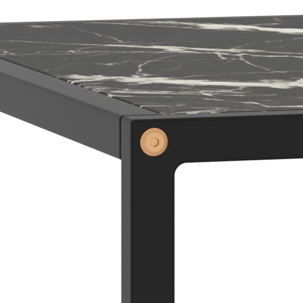 322878 vidaXL Coffee Table Black with Black Marble Glass 80x80x35 cm