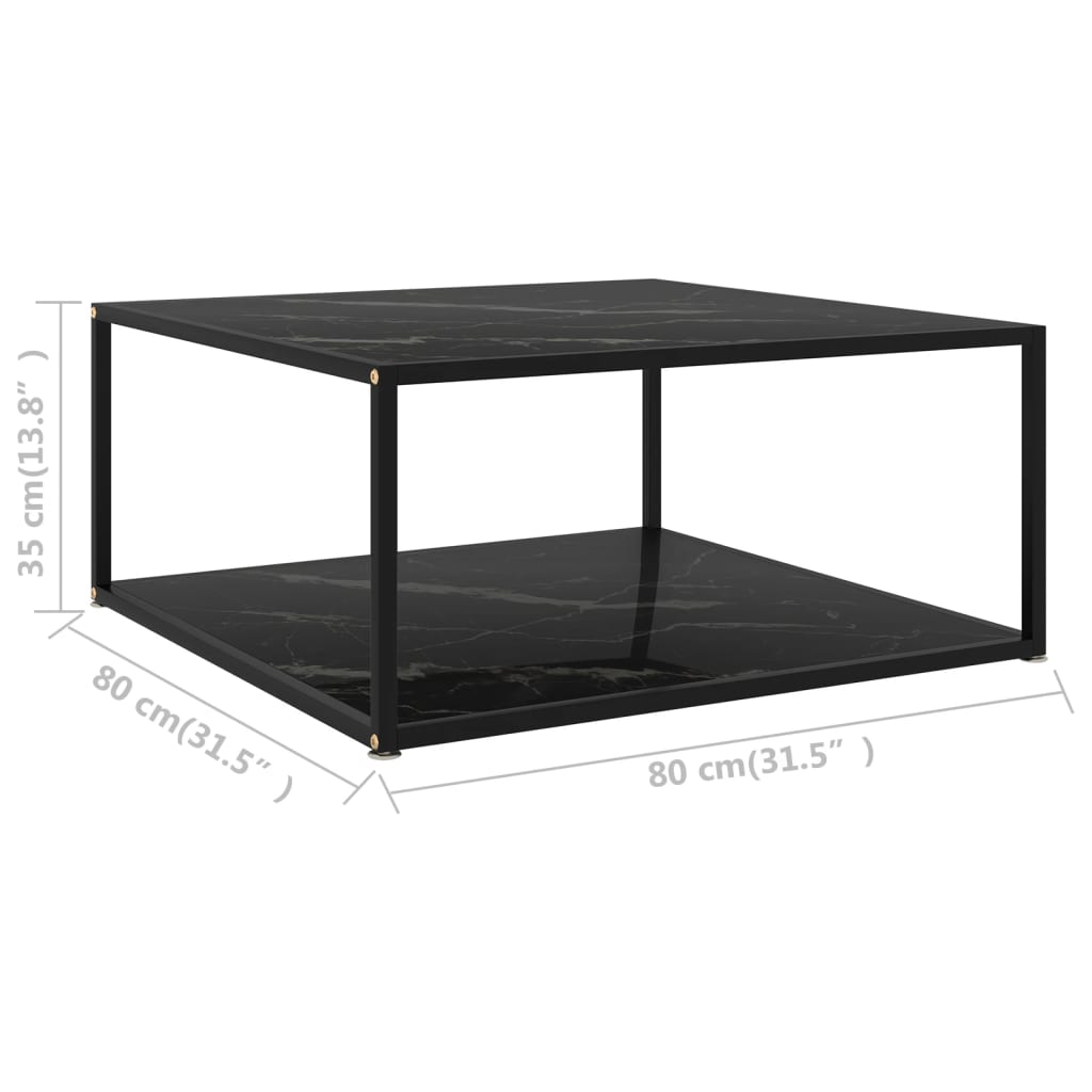 Coffee Table Black 80x80x35 cm Tempered Glass