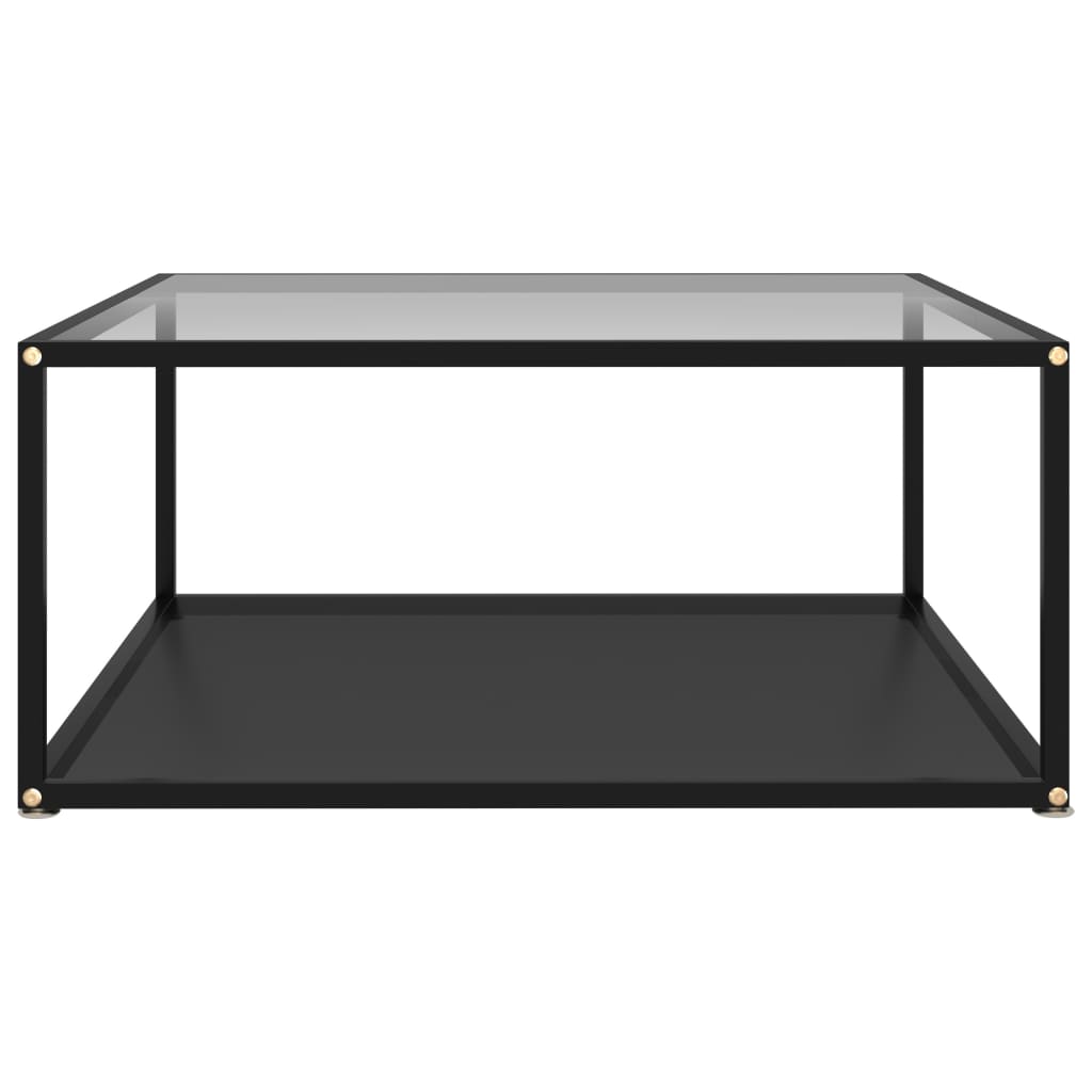 Coffee Table Transparent and Black 80x80x35 cm Tempered Glass