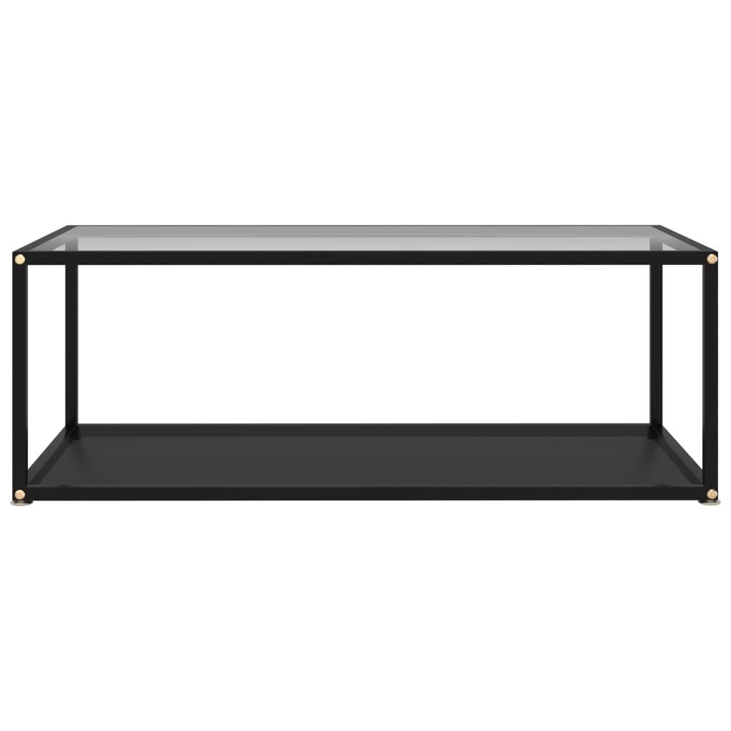 Coffee Table Transparent and Black 100x50x35 cm Tempered Glass