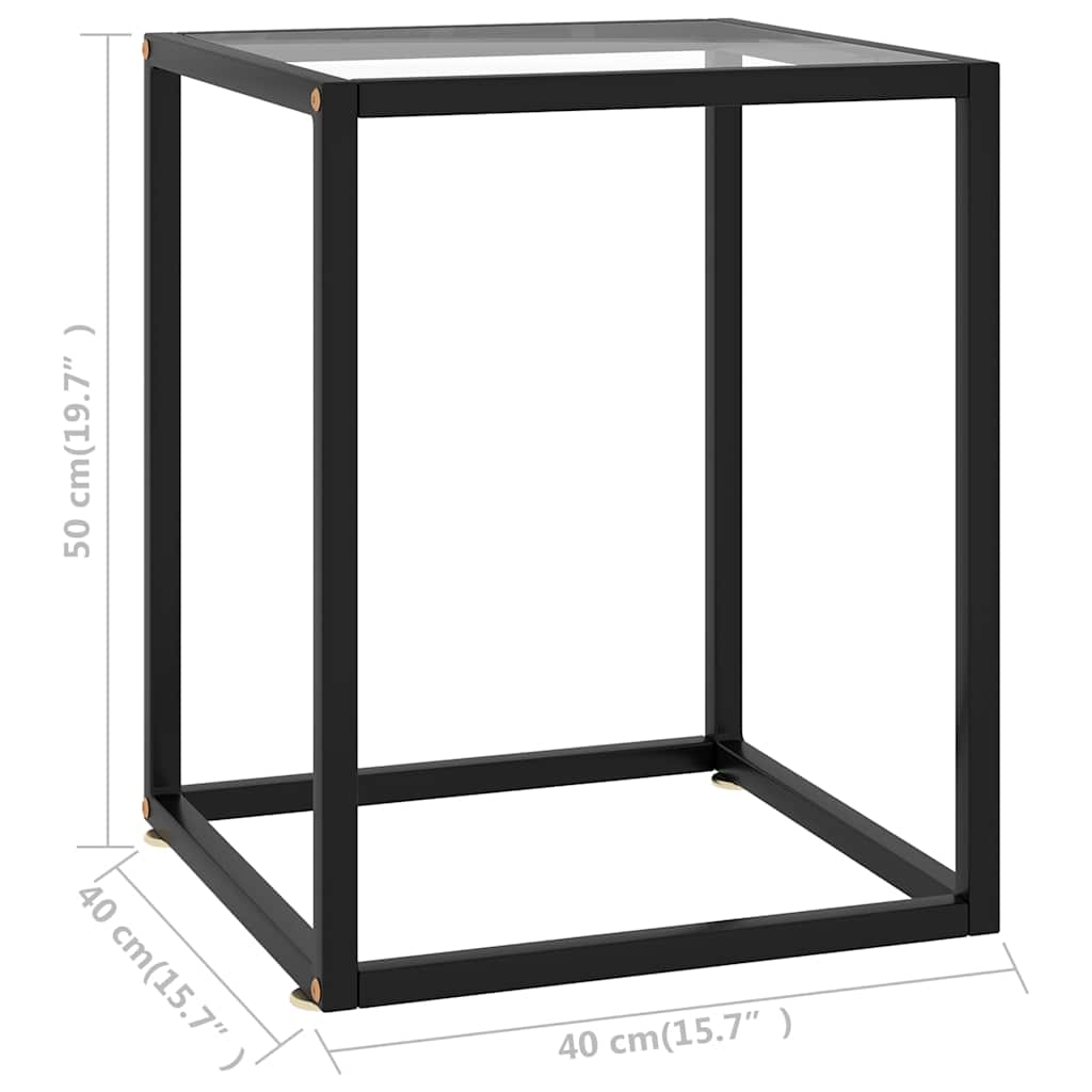 322907 vidaXL Coffee Table Black with Tempered Glass 40x40x50 cm