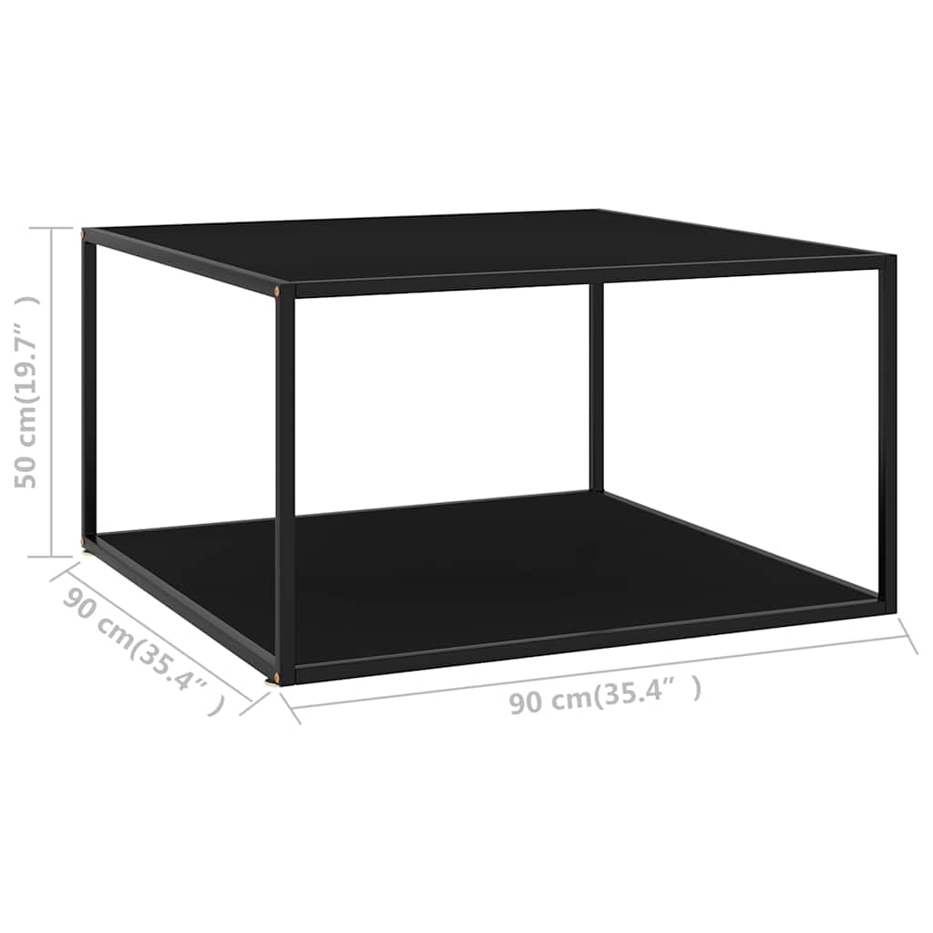 322912 vidaXL Coffee Table Black with Black Glass 90x90x50 cm
