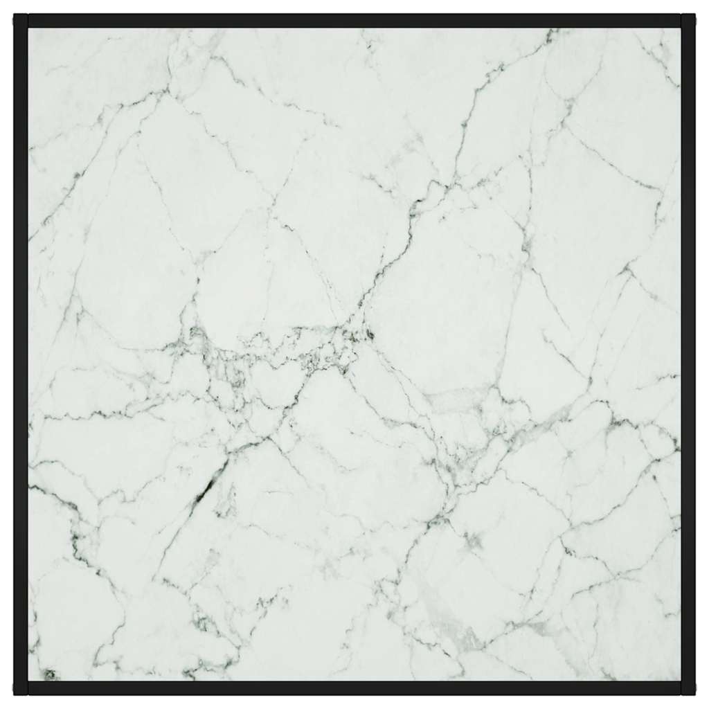 322913 vidaXL Coffee Table Black with White Marble Glass 90x90x50 cm