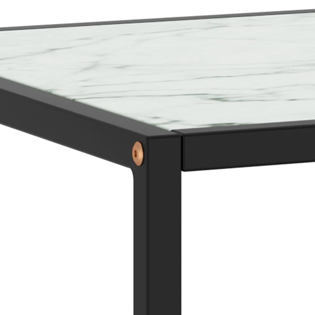 322913 vidaXL Coffee Table Black with White Marble Glass 90x90x50 cm