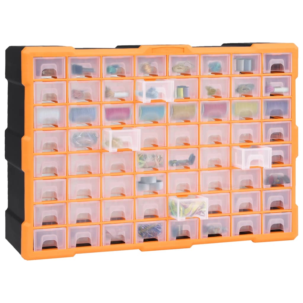vidaXL Multi-drawer Organiser with 64 Drawers 52x16x37.5 cm