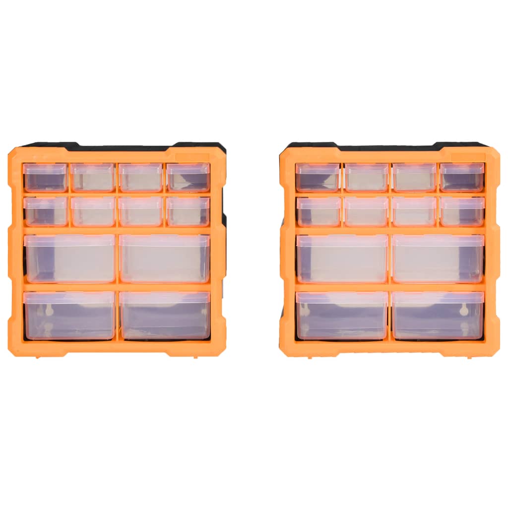 vidaXL Multi-drawer Organisers with 12 Drawers 2 pcs 26.5x16x26 cm