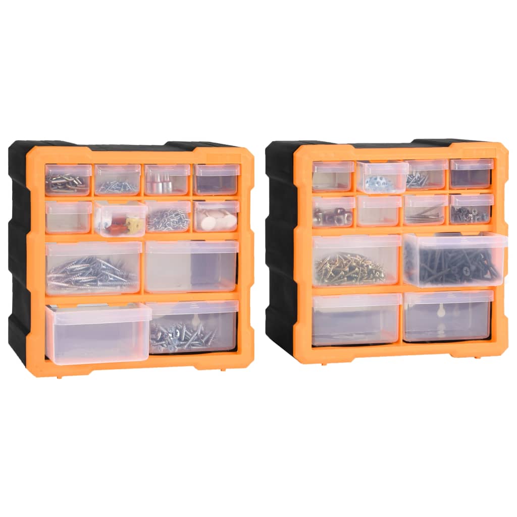 vidaXL Multi-drawer Organisers with 12 Drawers 2 pcs 26.5x16x26 cm