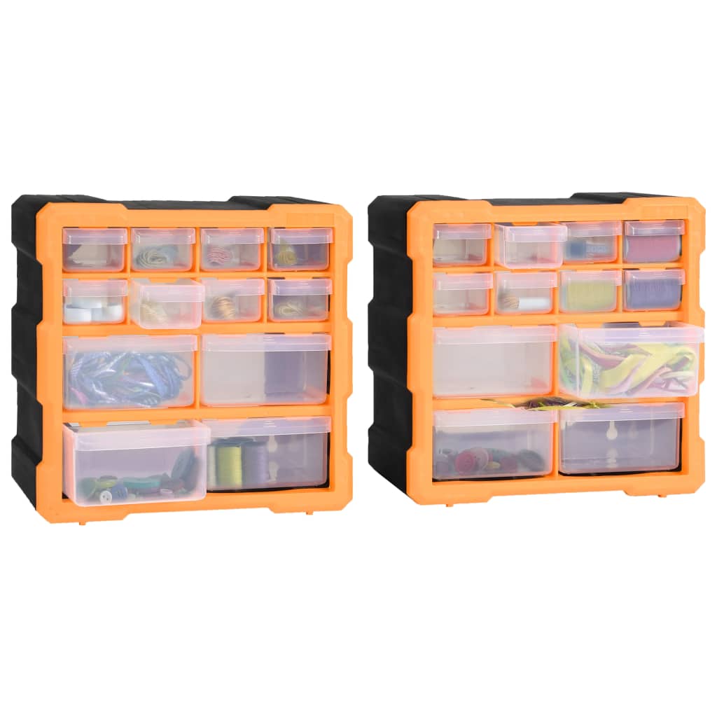 vidaXL Multi-drawer Organisers with 12 Drawers 2 pcs 26.5x16x26 cm