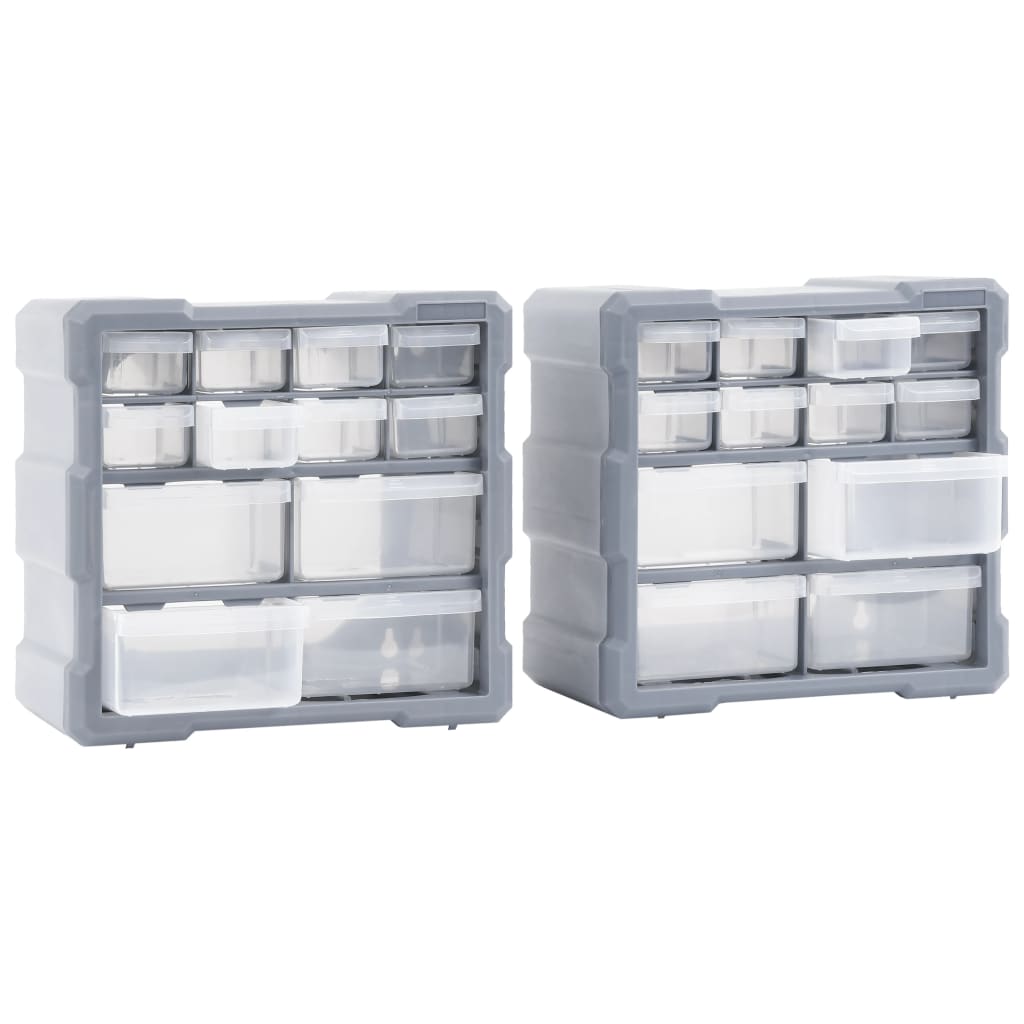 vidaXL Multi-drawer Organisers with 12 Drawers 2 pcs 26.5x16x26 cm