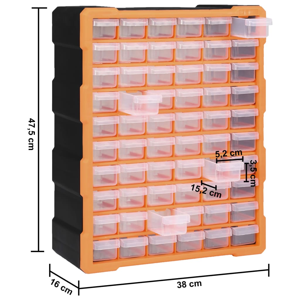 vidaXL Multi-drawer Organiser with 60 Drawers 38x16x47.5 cm