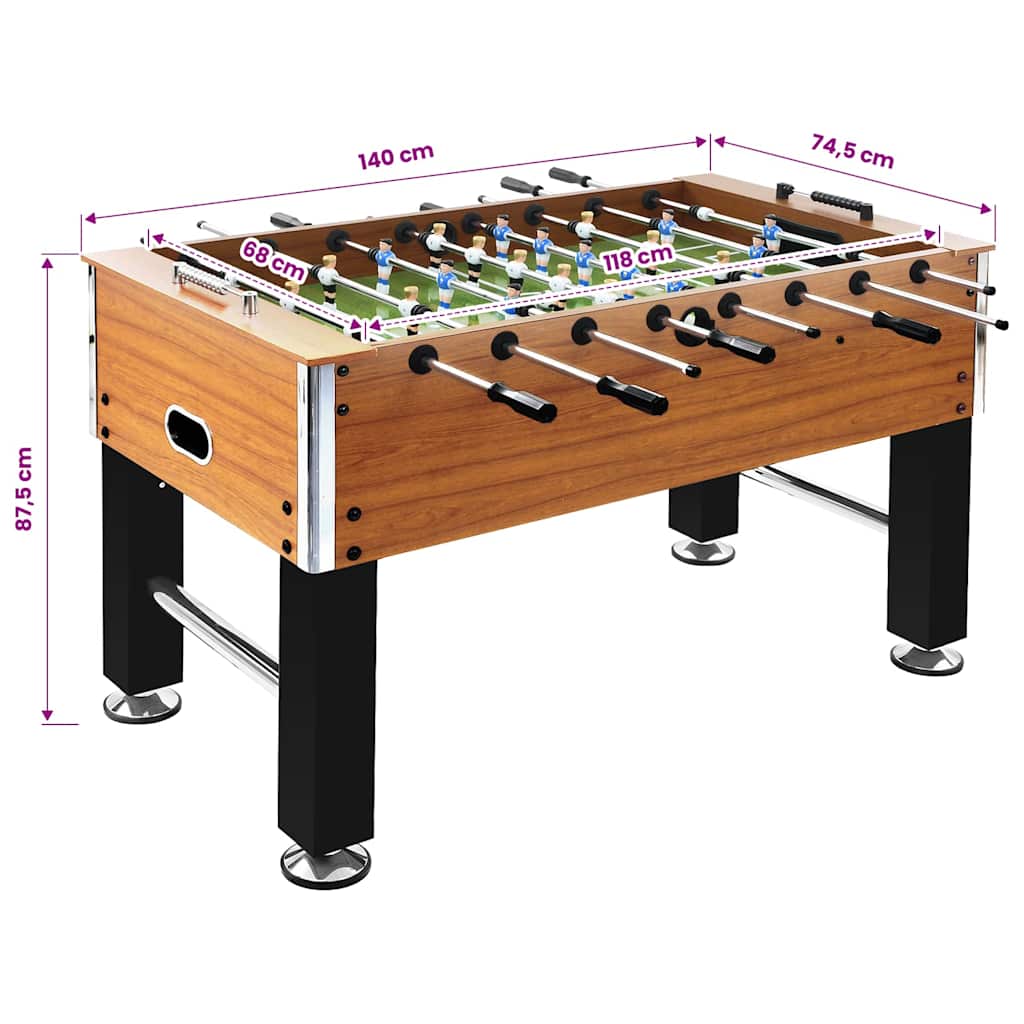 92502 vidaXL Football Table Steel 60 kg 140x74,5x87,5 cm Light Brown and Black