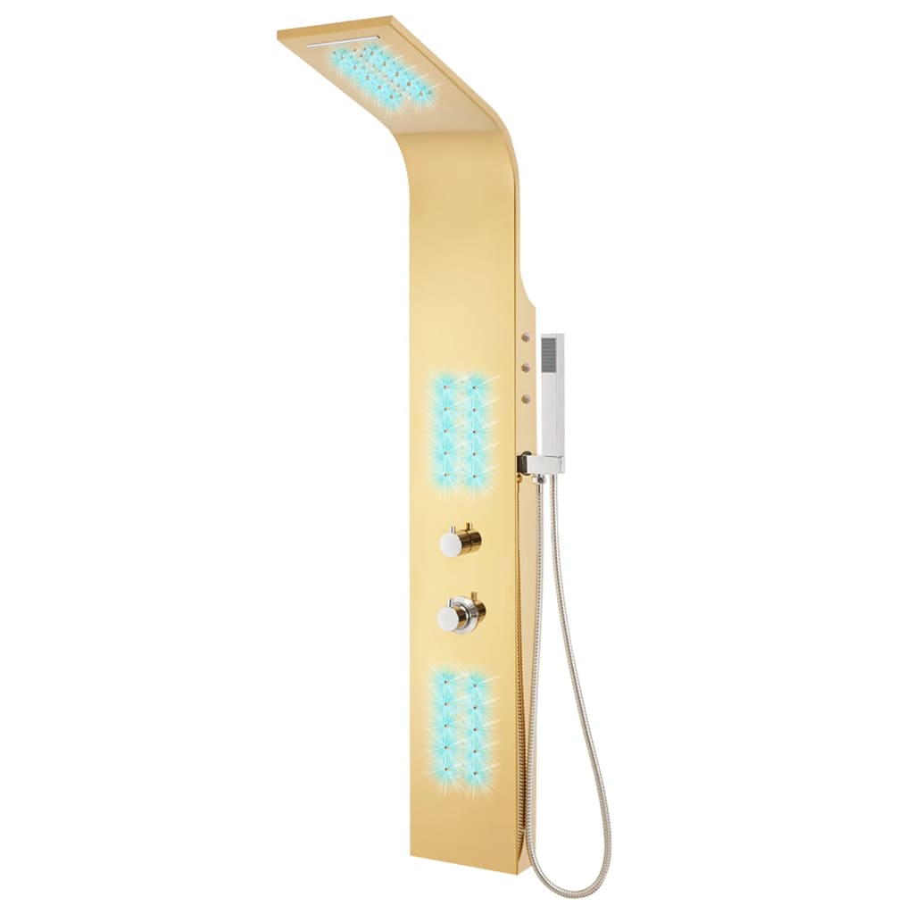 vidaXL Shower Panel System Stainless Steel 201 Gold Curved