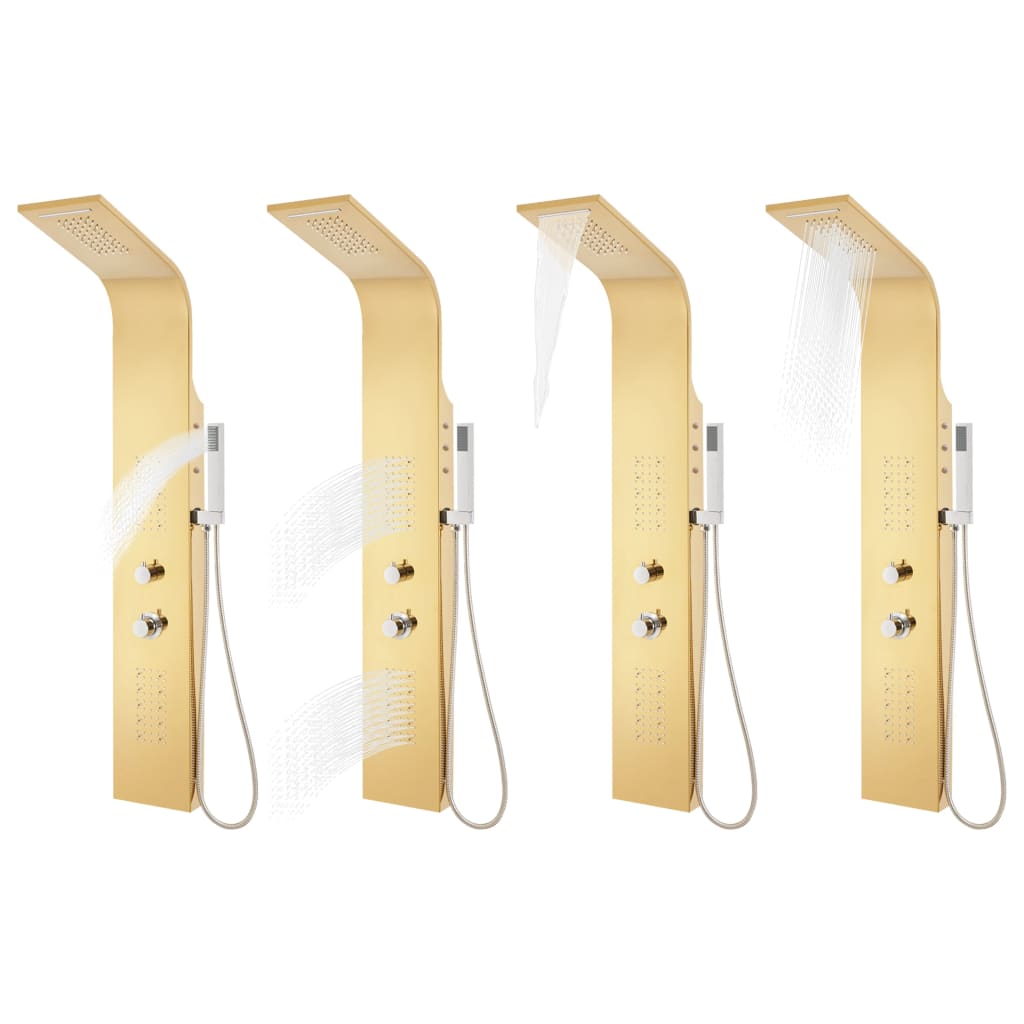 vidaXL Shower Panel System Stainless Steel 201 Gold Curved