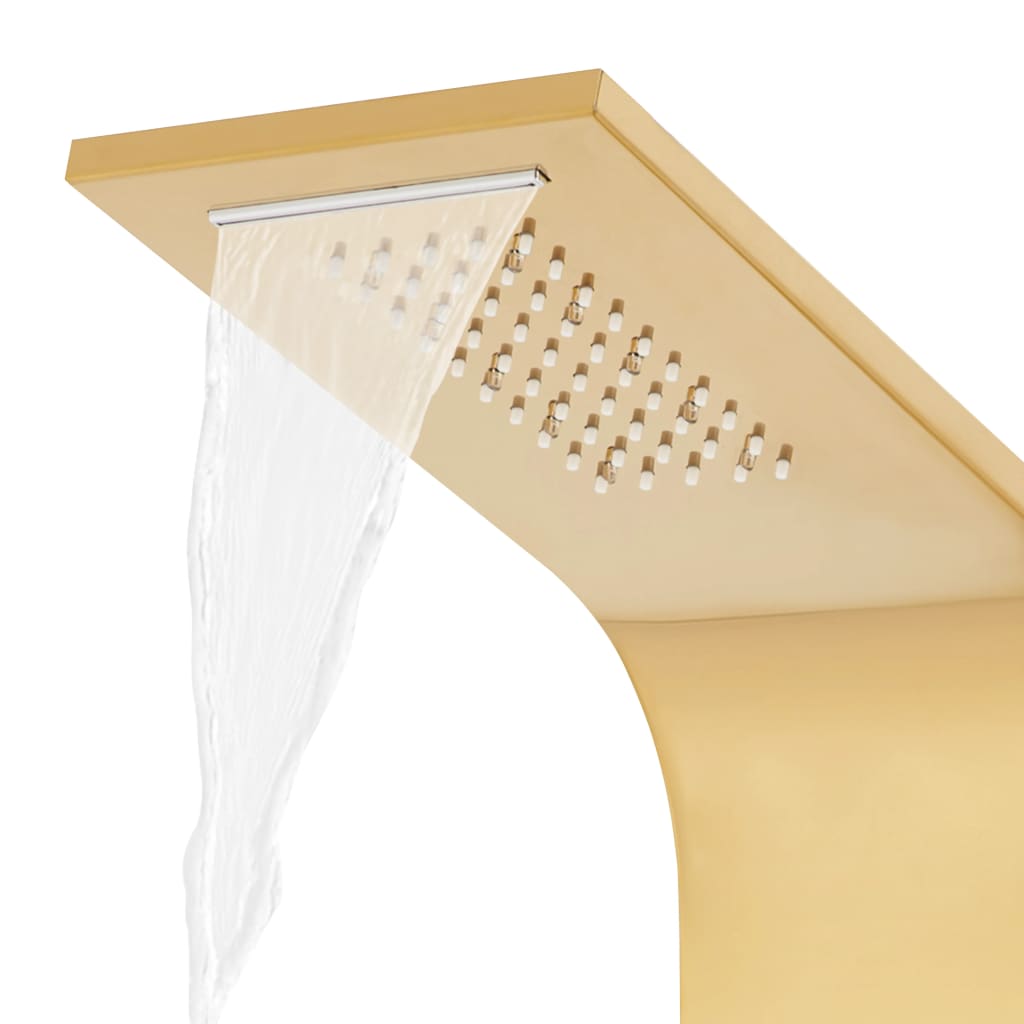 vidaXL Shower Panel System Stainless Steel 201 Gold Curved