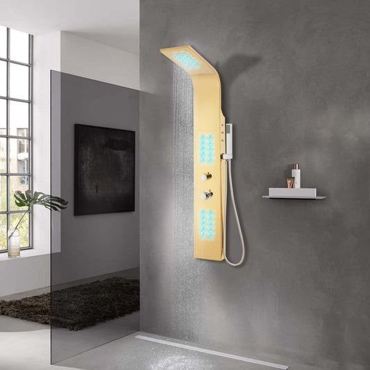 vidaXL Shower Panel System Stainless Steel 201 Gold Curved