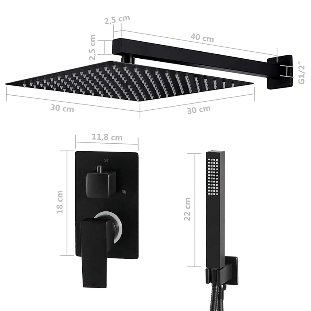 147718 vidaXL Shower System Stainless Steel 201 Black