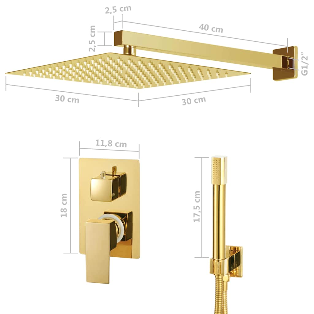 147719 vidaXL Shower System Stainless Steel 201 Gold