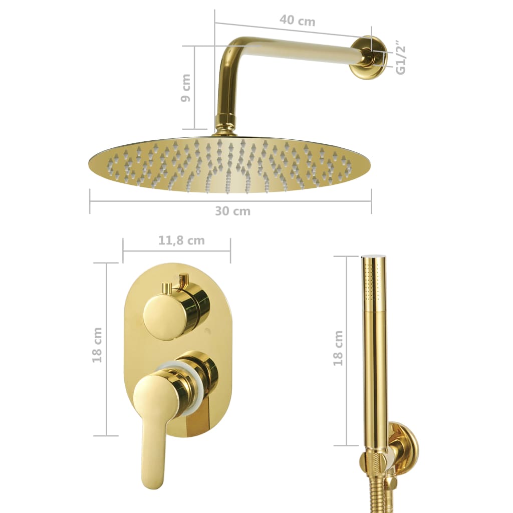 vidaXL Shower System Stainless Steel 201 Gold