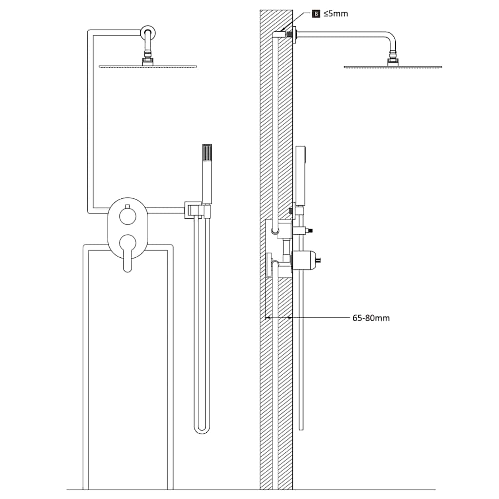 147723 vidaXL Shower System Stainless Steel 201 Silver