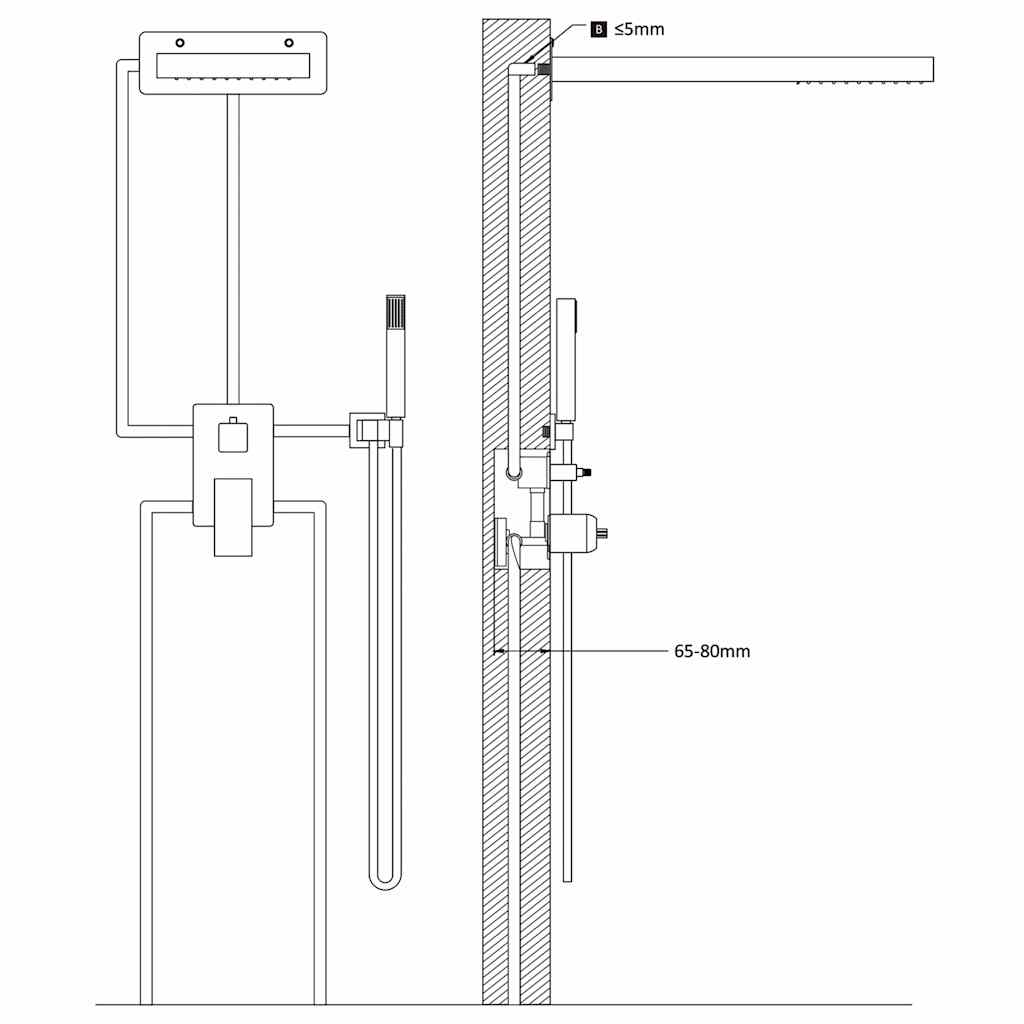 147725 vidaXL Shower System Stainless Steel 201 Silver