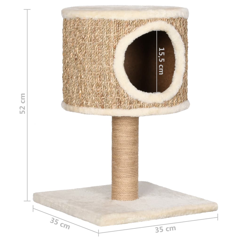 Cat Tree with Condo and Scratching Post 52 cm Seagrass