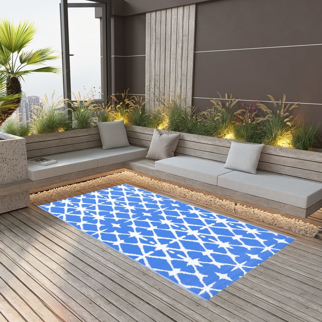 Outdoor Carpet ARAKIL Blue and White 190x290 cm PP