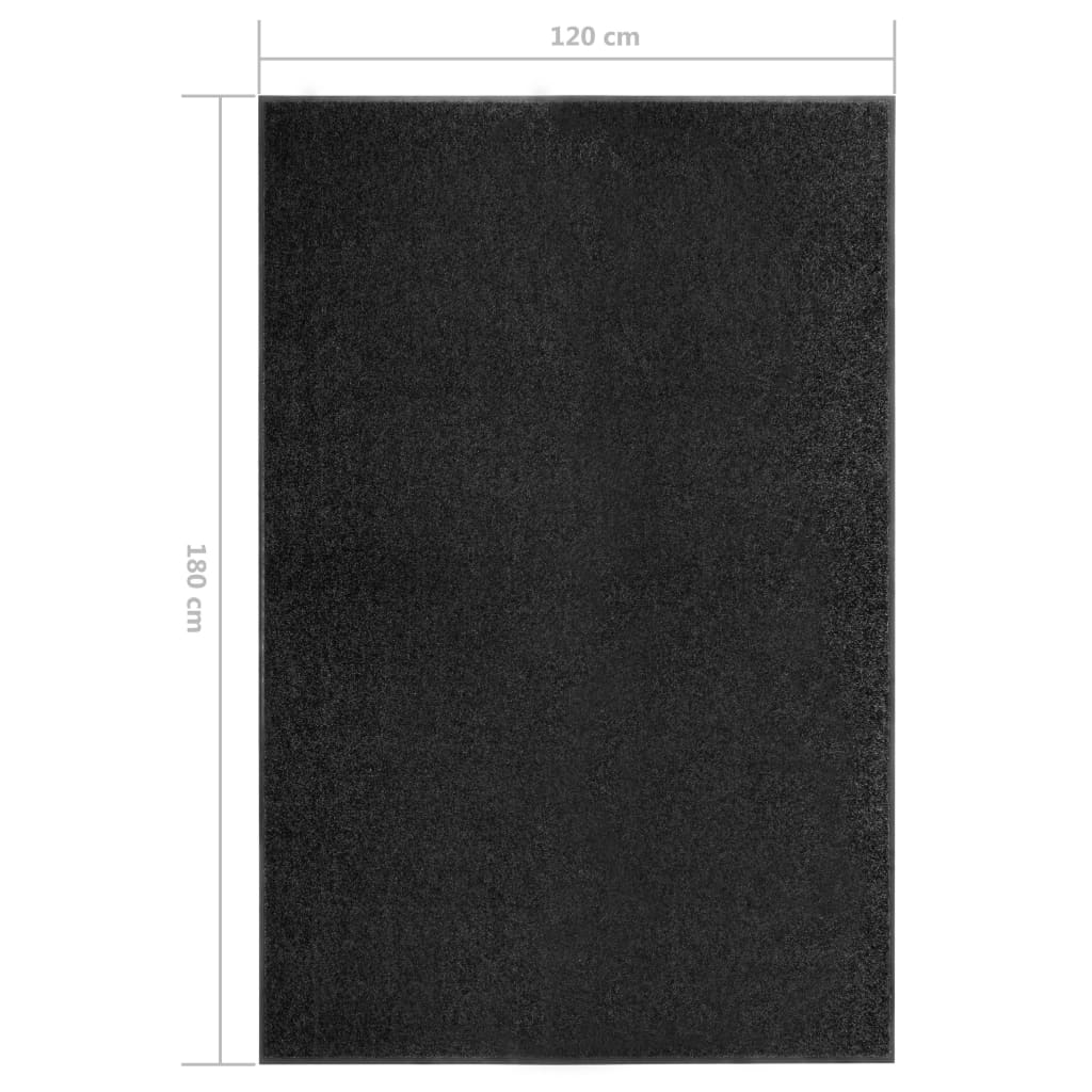 323414 vidaXL Doormat Washable Black 120x180 cm