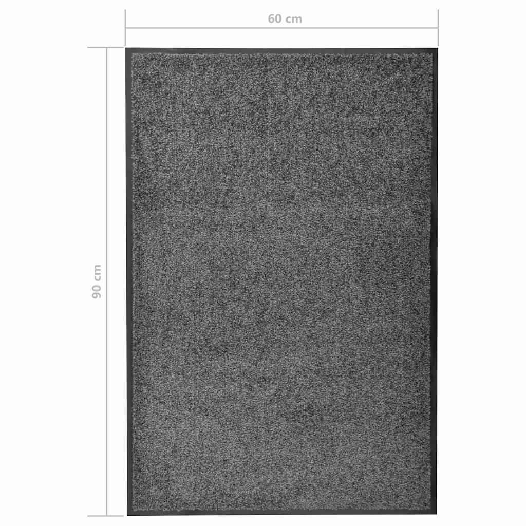 323416 vidaXL Doormat Washable Anthracite 60x90 cm