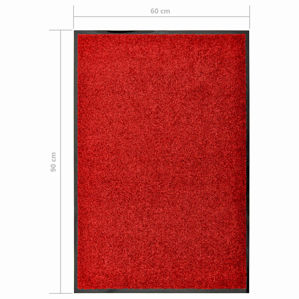 323422 vidaXL Doormat Washable Red 60x90 cm