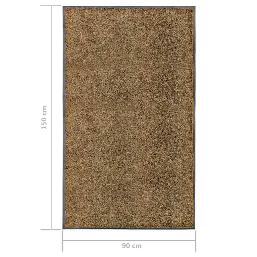 323437 vidaXL Doormat Washable Brown 90x150 cm