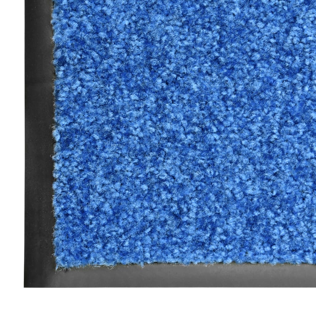 323442 vidaXL Doormat Washable Blue 90x120 cm