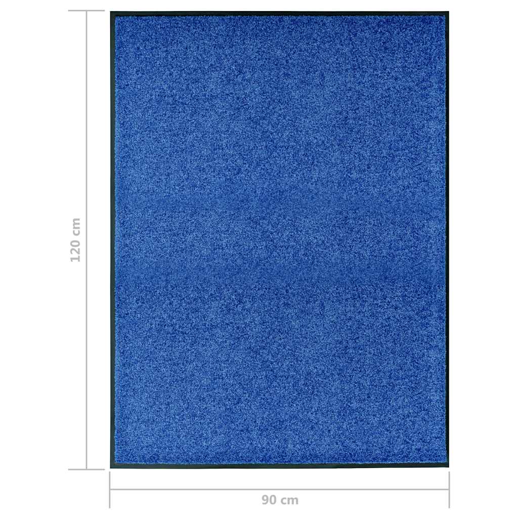 323442 vidaXL Doormat Washable Blue 90x120 cm