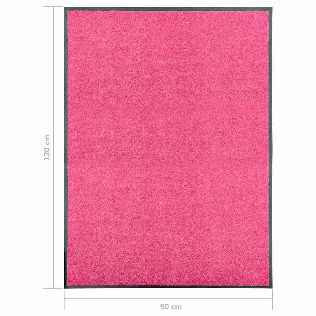 323448 vidaXL Doormat Washable Pink 90x120 cm