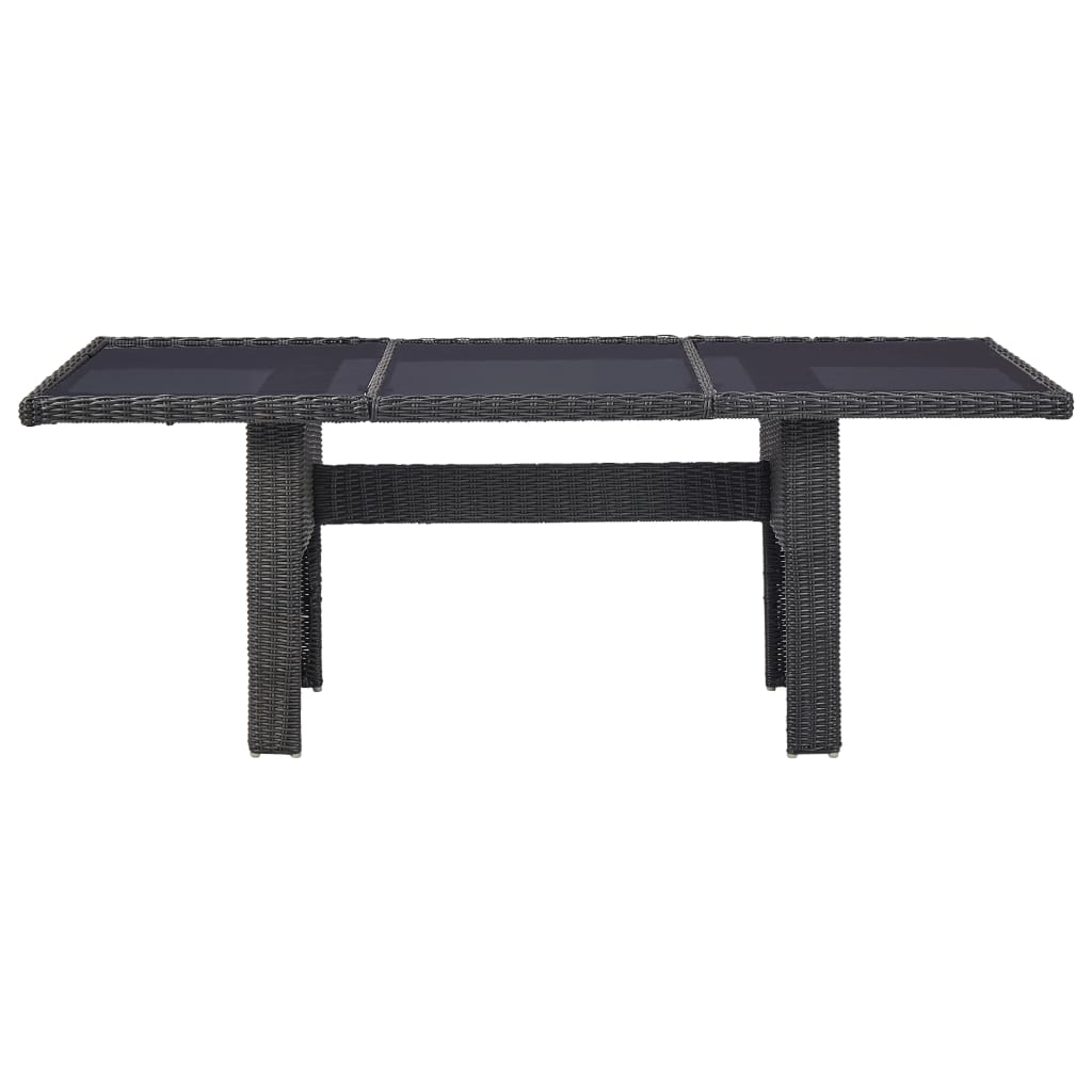 310145 vidaXL Garden Dining Table Black 200x100x74 cm Glass and Poly Rattan