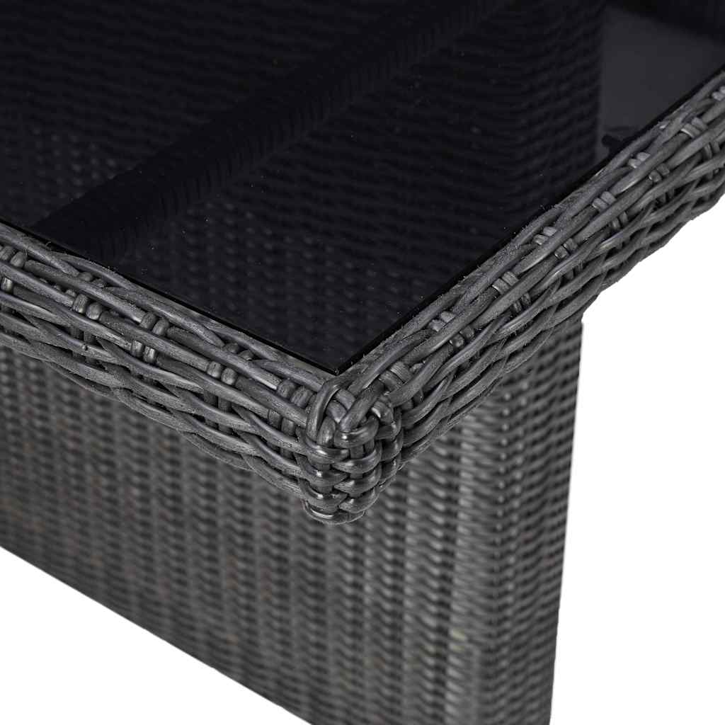 310145 vidaXL Garden Dining Table Black 200x100x74 cm Glass and Poly Rattan