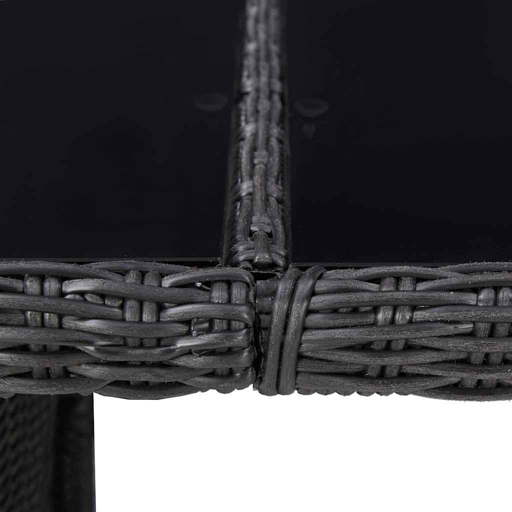 310145 vidaXL Garden Dining Table Black 200x100x74 cm Glass and Poly Rattan