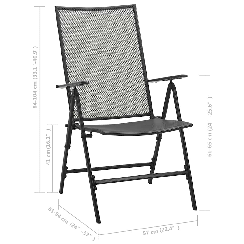 Folding Chair | Set of 4 | Anthracite | Steel | Standard | Foldable