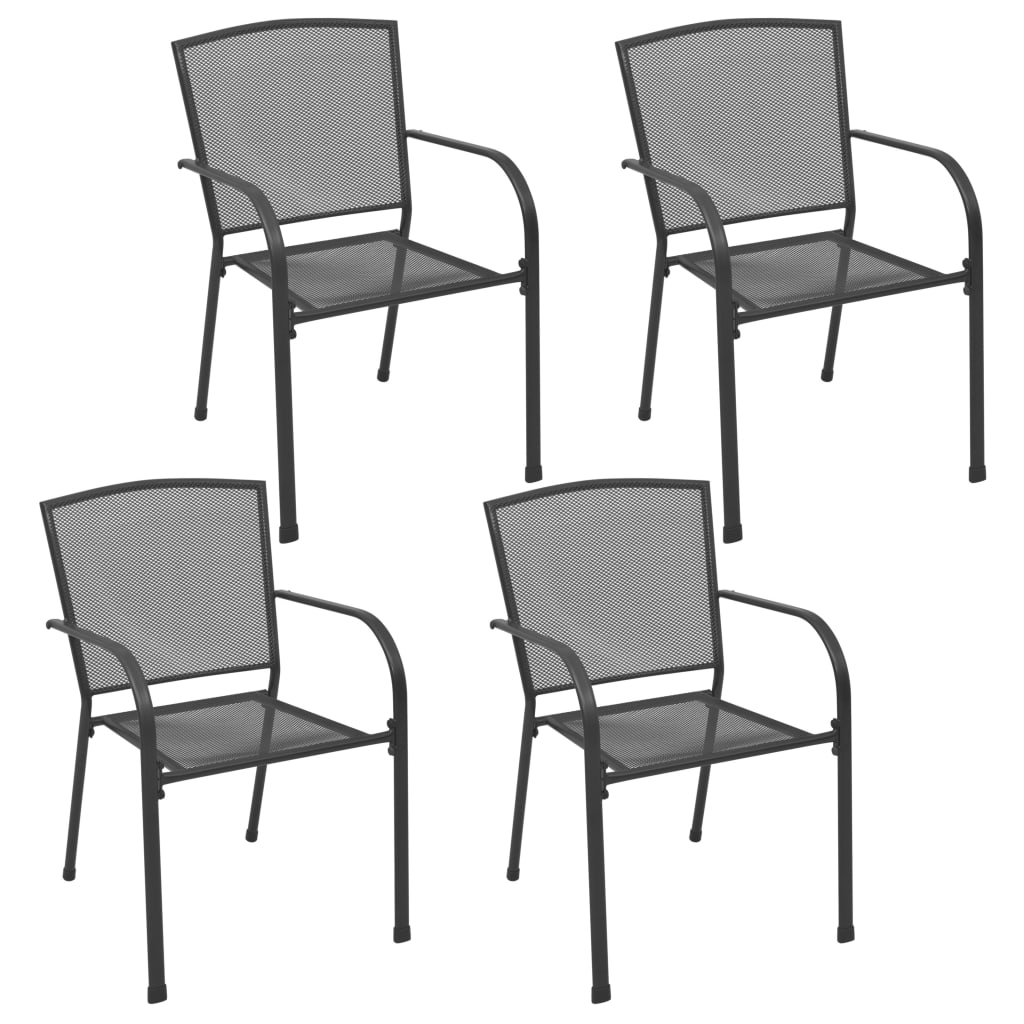 Outdoor Chair | Set of 4 | Anthracite | Steel | Medium | Stackable
